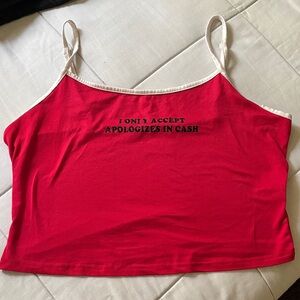 SHEIN Red Crop Top with Slogan
